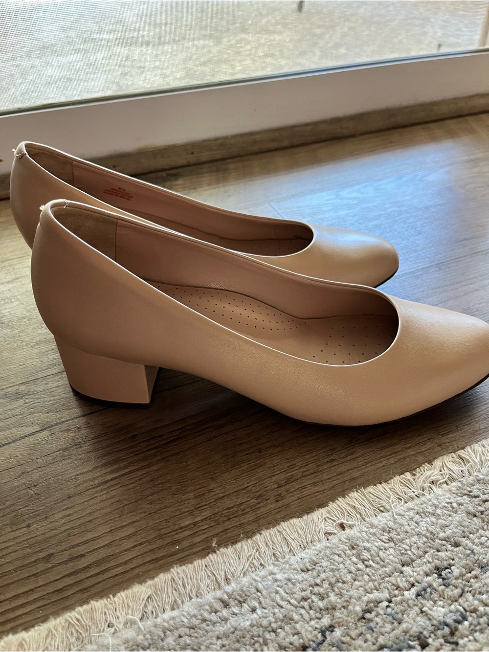 Marc Joseph Beige Low Block Heel Pumps